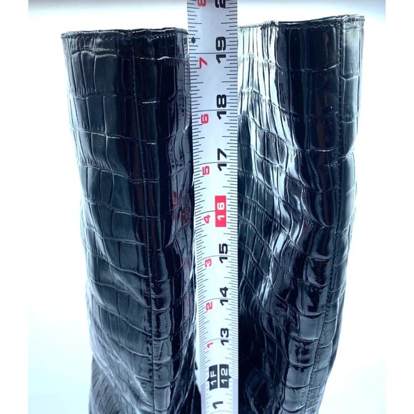 Urban Outfitters Isabel Tall Boot Croco Faux Leather Black US 9 Part Zip Up NWOB - Picture 6 of 13